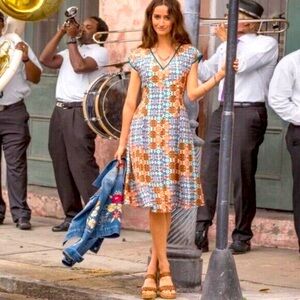 Sundance 8 100% Silk Modern Heritage midi length Dress Women’s Geometric Print